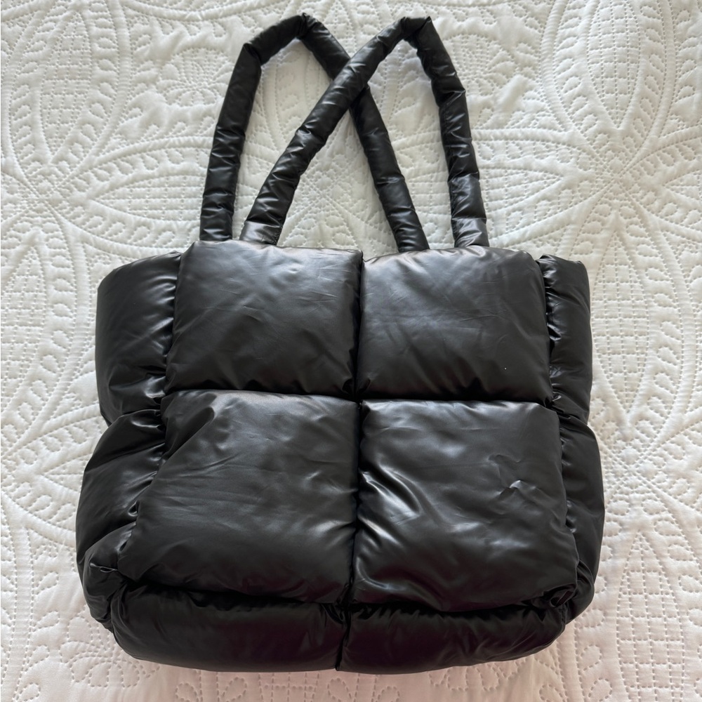 Black Puffer Tote Bag